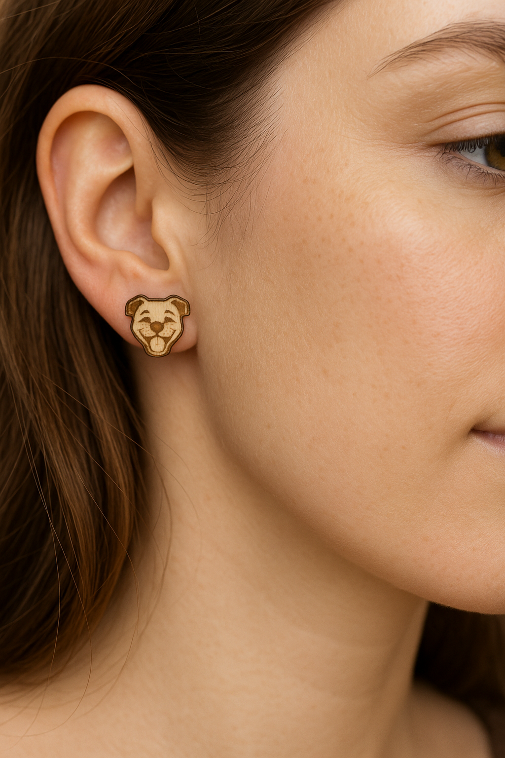 Wood Engraved Stud Earrings: Animal & Icon Designs, Hypoallergenic