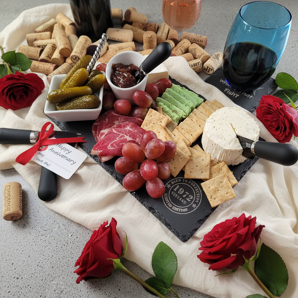 Personalized Engraved Slate Charcuterie Board – Wedding Anniversary Gift