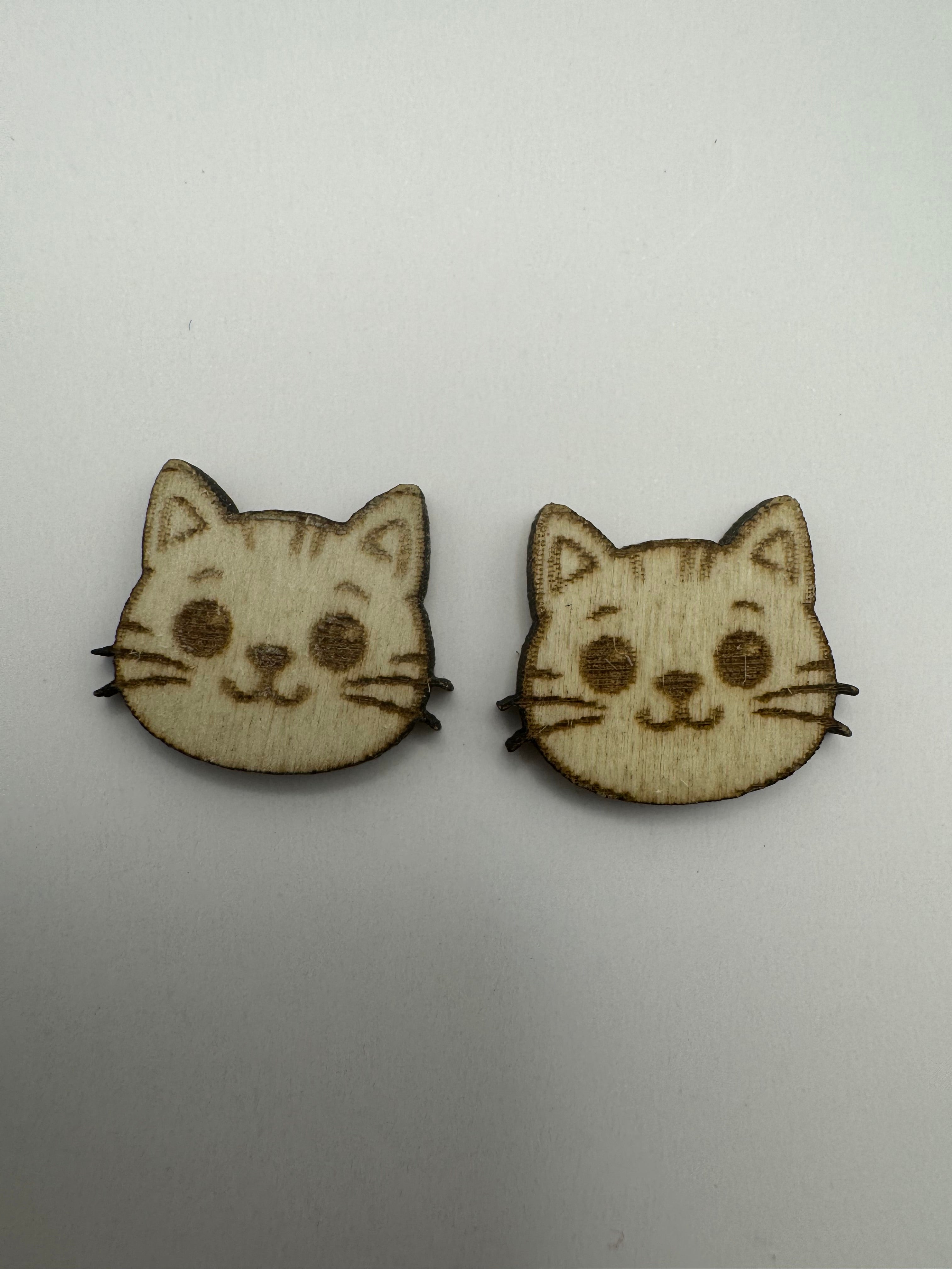 Wood Engraved Stud Earrings: Animal & Icon Designs, Hypoallergenic