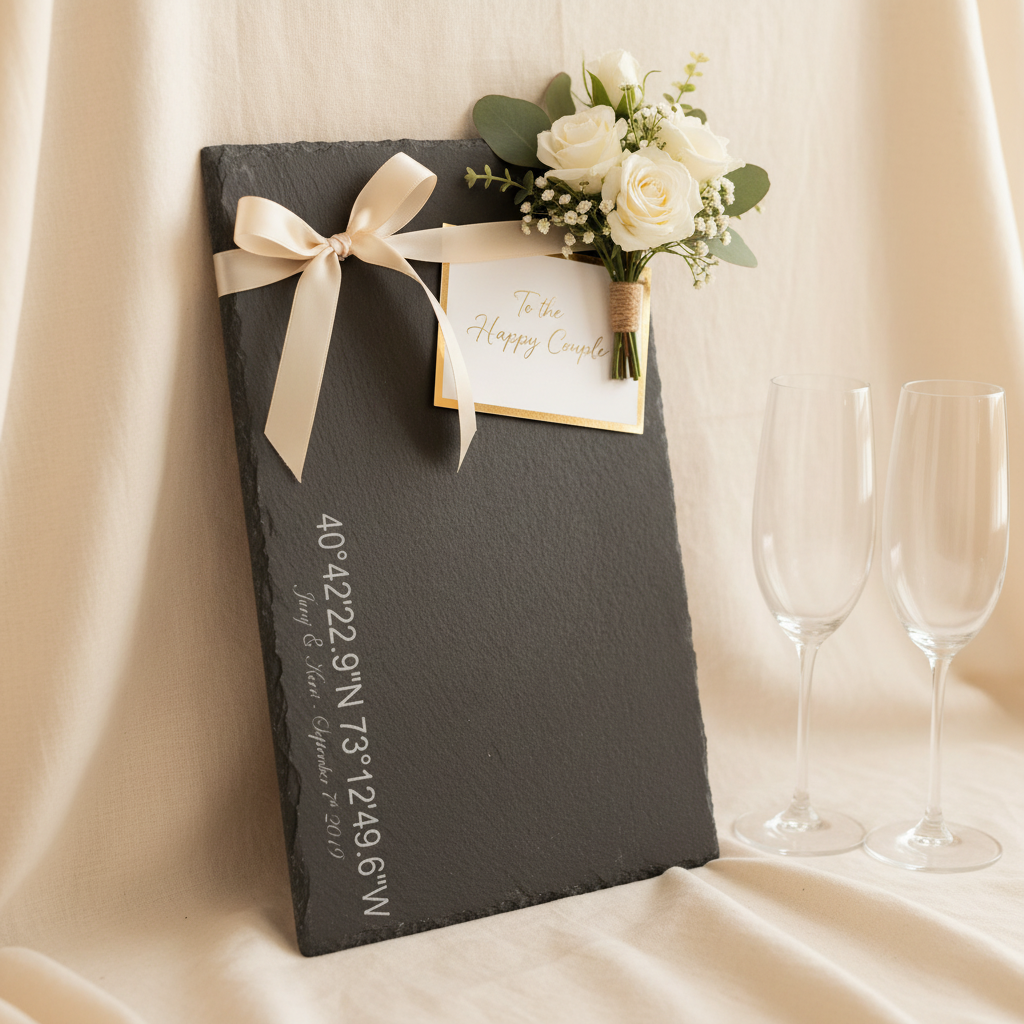 Personalized Engraved Slate Charcuterie Board – Wedding Anniversary Gift